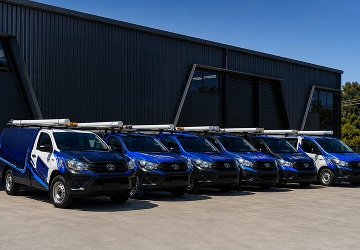 Fleet of Bass Hill Blocked Drains plumbing vans