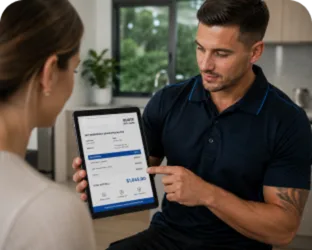 Plumber explaining a service estimate in Bass Hill