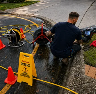 Repairing a burst drain pipe at a Bass Hill home