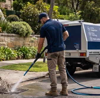 Plumber tracing a drain smell in Bass Hill